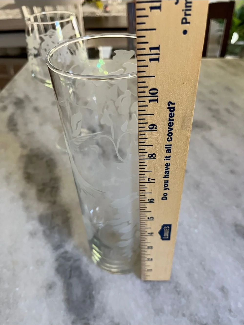 Etched Hummingbird Cylinder Glass Vase w/ Matching Wine Glass - Picture 11 of 15